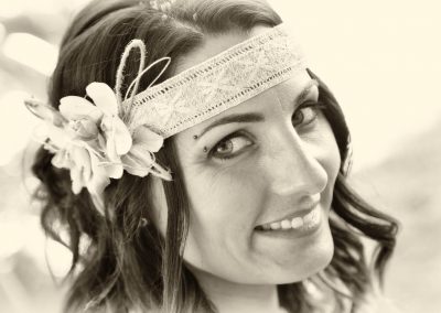 Primer plano novia blanco y negro