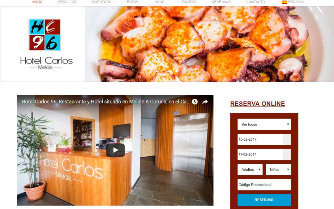 Nueva Web Hotel Carlos 96, situado en Melide A Coruña