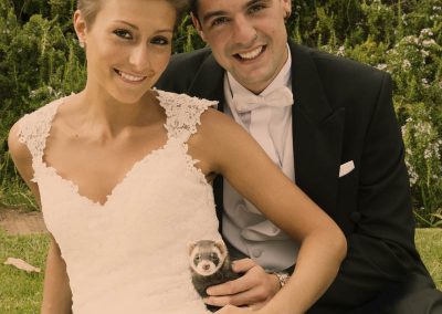 Urón con novios en Postboda