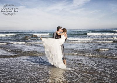 postboda en la playa